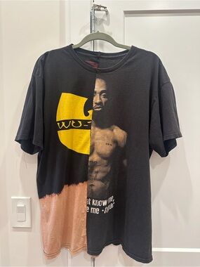 Wu-Pac Black & Yellow Graphic T-Shirt with Split Design
